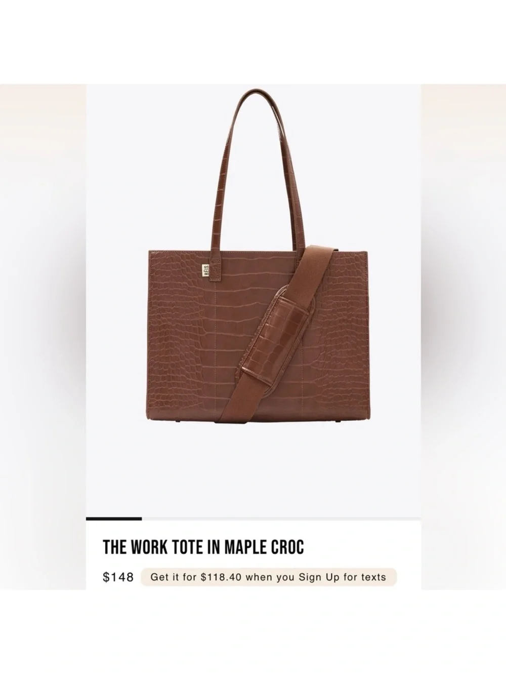 NWT BEIS | The Work Tote | Maple Croc - Picture 4 of 12